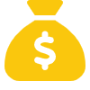 Icono de una bolsa de dinero amarilla con un signo de dólar.