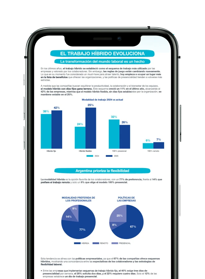 imagen de un celular con la guia salarial mostrando insights