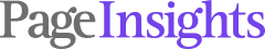 Logo de 'PageInsights' con texto en gris y púrpura.