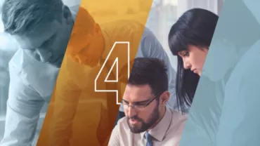 Equipo de oficina trabajando en un proyecto con superposición de colores.