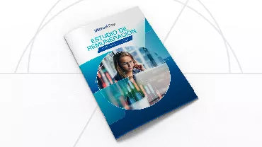 Portada de informe 'Estudio de Remuneración' con imagen de oficina.