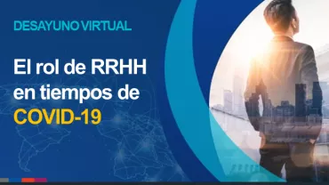 Imagen sobre el rol de RRHH en la era COVID-19, con figura de persona y mapa de fondo.