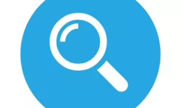 Icono de lupa blanca sobre fondo azul